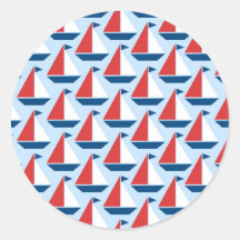 Red Sailboats Print Round Sticker