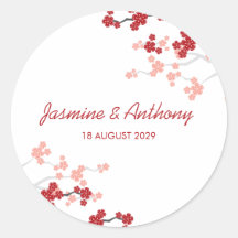 Red Sakuras 2 Custom Favour Thank You Label Sticke Sticker