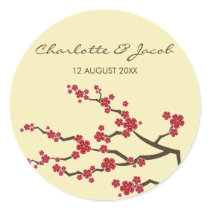 Red Sakuras Cream Custom Favour TQ Label Sticker
