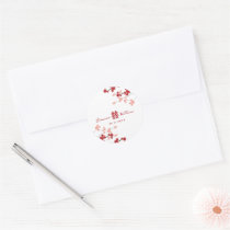 Red Sakuras Double Happiness Wedding Favour Sticke