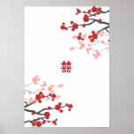Red Sakuras & Double Happiness Wedding Poster
