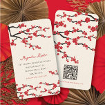 Red Sakuras Oriental Zen Asian Cherry Blossoms Business Card Template
