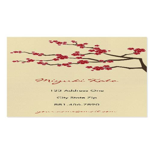 Red Sakuras Oriental  Zen Cherry Blossoms Business Card