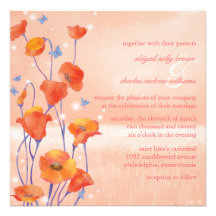 Red & Salmon Poppies Formal Floral Wedding Personalized Announcements