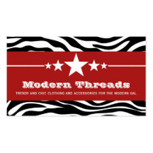 Red Sassy Star Zebra Print Business Card