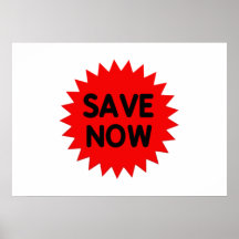 Red Save Now Print