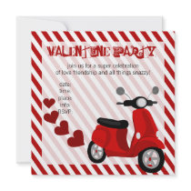 Red Scooter with Hearts! Invitations