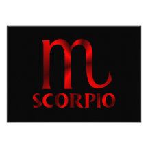 Red Scorpio Horoscope Symbol Invitations
