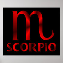 Red Scorpio Horoscope Symbol Poster