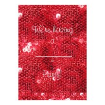 Red Sequin Image  Background Custom Invitation