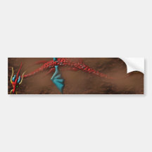 Red Serpent Dragon in Desert Bumper Stickers