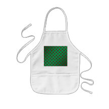 Red shamrocks on green background aprons