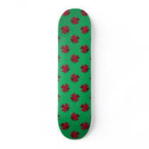 Red shamrocks on green background skate board decks