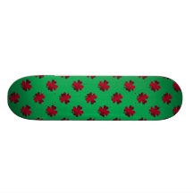 Red shamrocks on green background skate board decks