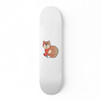 red shiny proud Cat sitting on Mouse Custom Skate Board