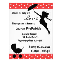 Red Shower The Baby With Love Invitation