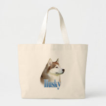 Red Siberian Husky Name Canvas Bags