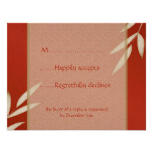 Red Silk Wedding RSVP Card Custom Announcements