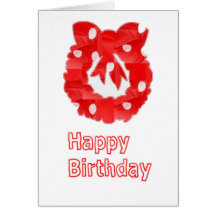 Red Silk White Dot Wreath Card