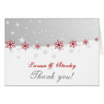 Red silver grey snowflake wedding Thank You photo Cards