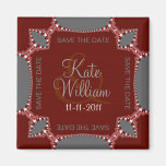 Red Silver Save the Date Lace Magnet