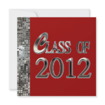 Red & Silver Sequins Grad Invitations
