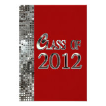 Red & Silver Sequins Graduation Invitations