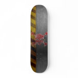 Red Skull And Skunk On Steel Skate Board Deck