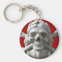 Red Skull & Bones Pirate Skeleton Keychain