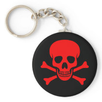 Red Skull & Crossbones Keychain