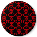 Red Skulls on Black, template pin button