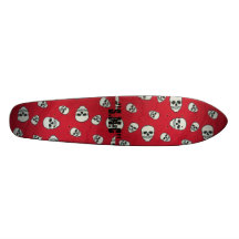 RED SKULLS WOOD SKATE BOARD
