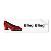 red slippers, Bling Bling Bumper Sticker