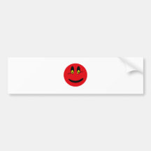 Red Smiley Face Bumper Sticker