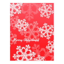 Red Snowflakes Christmas Postcard