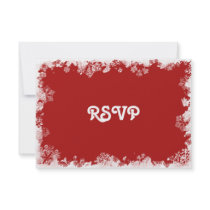 Red Snowflakes RSVP Card Invite