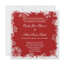 Red Snowflakes Wedding Invitation