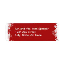 Red Snowflakes Wedding Labels