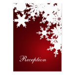 red snowflakes winter wedding reception cards business cards