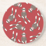 Red Sock Monkey Print Drink Coasters