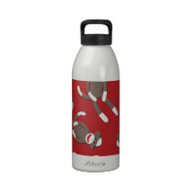 Red Sock Monkey Print Drinking Bottle