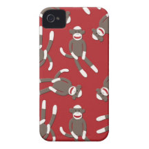 Red Sock Monkey Print iPhone 4 Covers