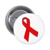 Red Solidarity Ribbon of People Living with AIDS Button