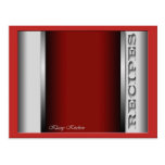 Red Sophisticated Recipe Cards Postcards