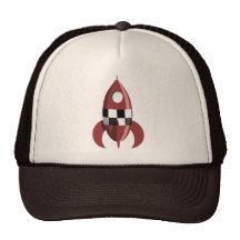 Red Space Rocket Mesh Hats