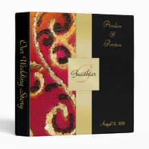 Red Sparkle Gold Monogram Ribbon Binder