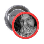 red speckles frame pinback button