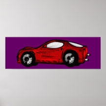 Red Sports Car Kids Panoramic Poster