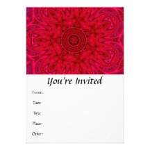 Red Star and Sun Mandala Custom Invitation
