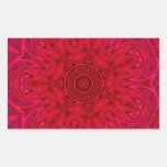 Red Star and Sun Mandala Rectangle Stickers
